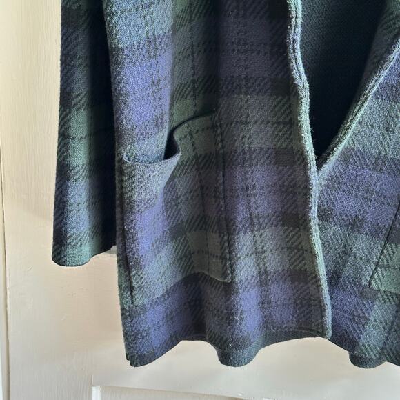 J Crew Sophie Black Watch Plaid Sweater Blazer In Navy Black - Picture 5 of 8